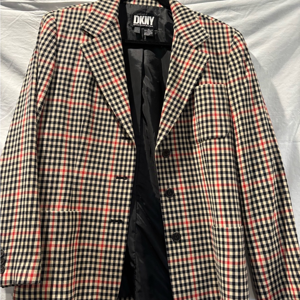 DKNY Checkered Blazer in Red and Black - Picture 1 of 1